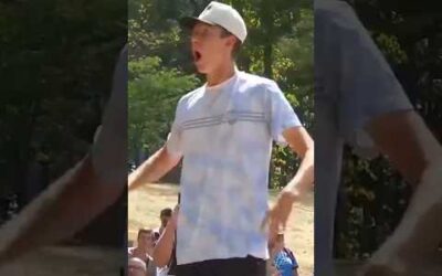 Gannon Buhr ACES the blind 528′ hole 1 at Toboggan to kick off Round 2 at the PDGA Pro Worlds!